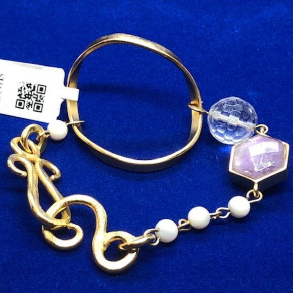 Stephanie Kantis Artisan Modernist Quartz, Amethyst & Pearl Bracelet